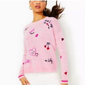 Lilly Pulitzer Pink Graphic Crew Neck Sweater
